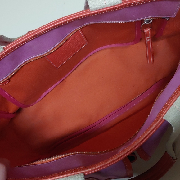 Coach Garden Pink Twill Large Shoulder Bag - Picture 17 of 17